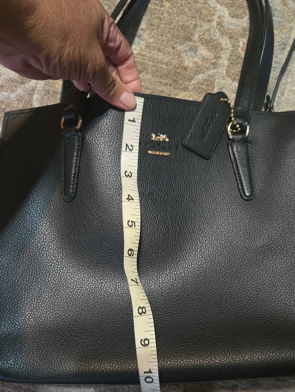 Coach Black Pebbled Leather Tote with Gold Hardware - Picture 11 of 11